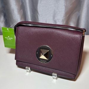 Kate Spade Newbury Lane Sally Leather Mulled Wine Leather Crossbody Bag NWT